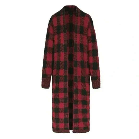 SKIMS Red and Black Plaid Robe